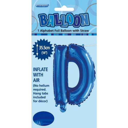 Royal Blue D Alphabet Foil Balloon 35cm Default Title