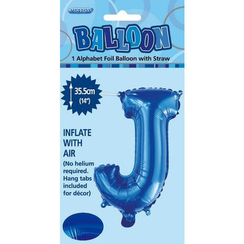 Royal Blue J Alphabet Foil Balloon 35cm Default Title