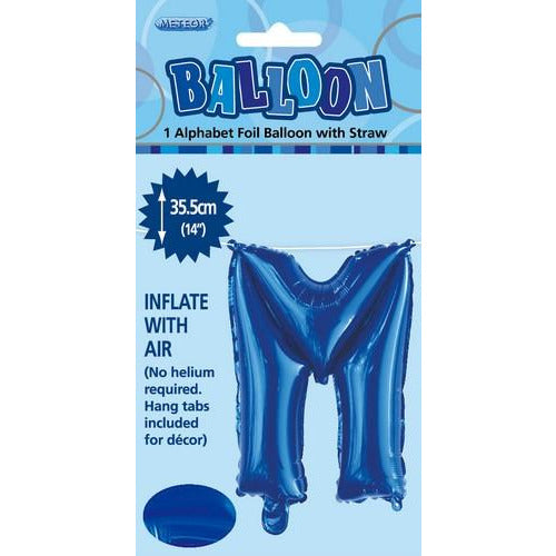 Royal Blue M Alphabet Foil Balloon 35cm Default Title