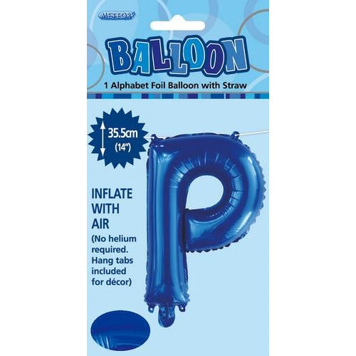Royal Blue P Alphabet Foil Balloon 35cm Default Title
