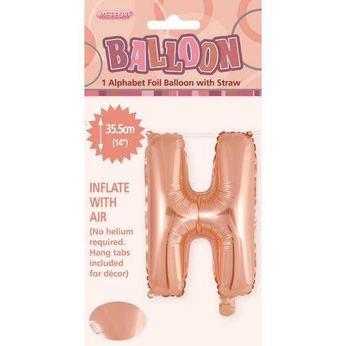 Rose Gold H Alphabet Foil Balloon 35cm Default Title