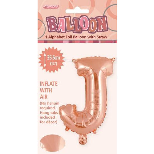 Rose Gold J Alphabet Foil Balloon 35cm Default Title