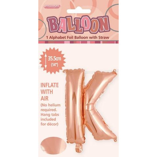 Rose Gold K Alphabet Foil Balloon 35cm Default Title