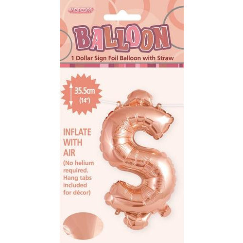 Rose Gold $ Alphabet Foil Balloon 35cm Default Title