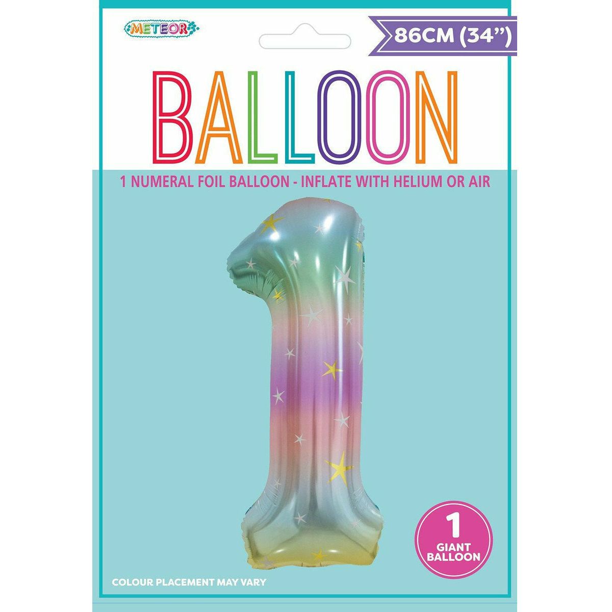 Pastel Rainbow Number 1 Foil Balloon 86cm - Dollars and Sense