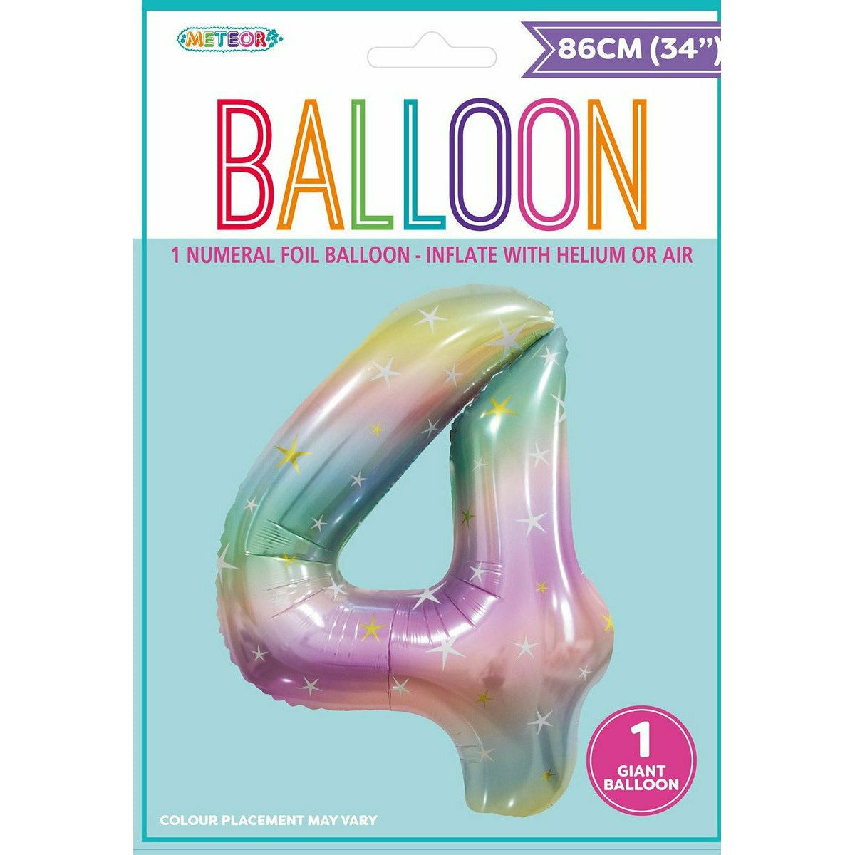 Pastel Rainbow Number 4 Foil Balloon 86cm - Dollars and Sense