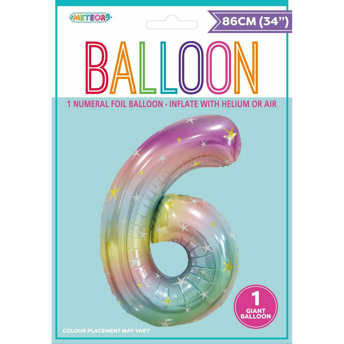 Pastel Rainbow Number 6 Foil Balloon 86cm - Dollars and Sense