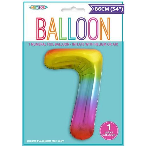 Rainbow 7 Numeral Foil Balloon 86cm (34)