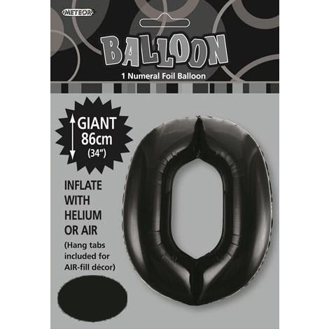 Black 0 Numeral Foil Balloon 86cm Default Title