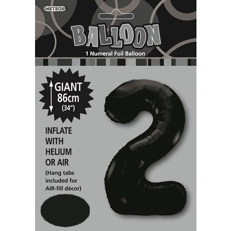 Black 2 Numeral Foil Balloon 86cm Default Title