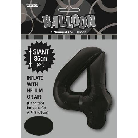 Black 4 Numeral Foil Balloon 86cm Default Title