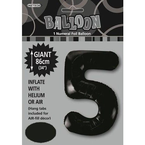 Black 5 Numeral Foil Balloon 86cm Default Title