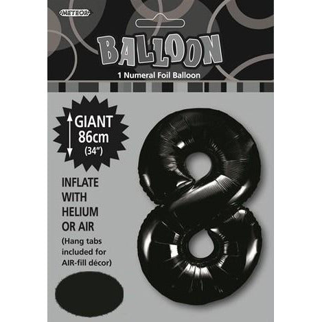 Black 8 Numeral Foil Balloon 86cm Default Title