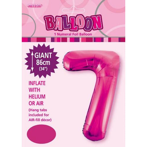 Hot Pink 7 Numeral Foil Balloon 86cm Default Title