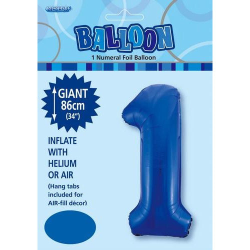 Royal Blue 1 Numeral Foil Balloon 86cm Default Title