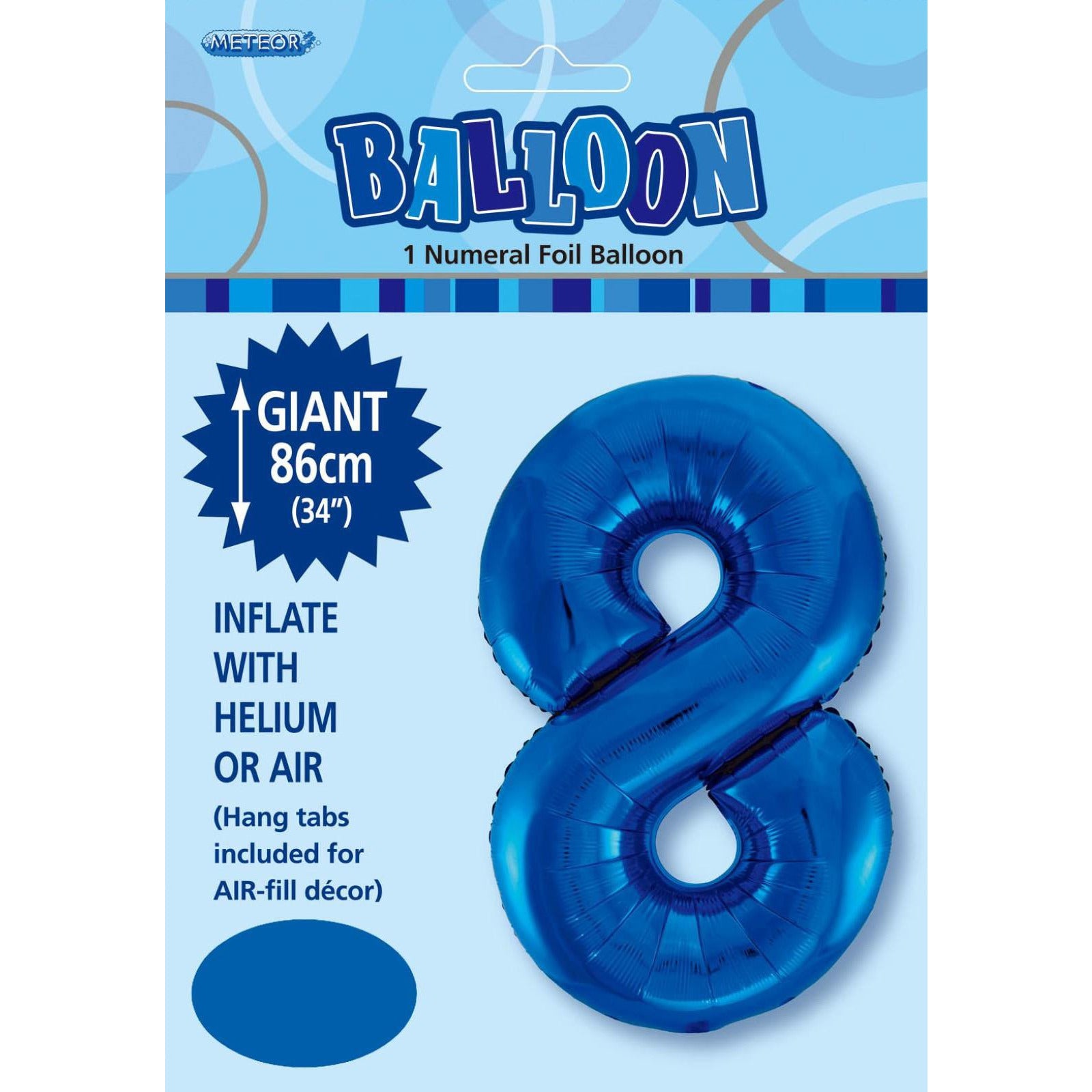 Number 8 Royal Blue Foil Balloon 86cm Default Title