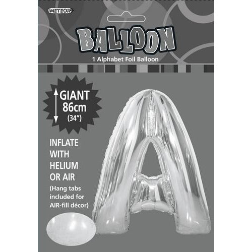 Silver A Alphabet Foil Balloon 86cm Default Title