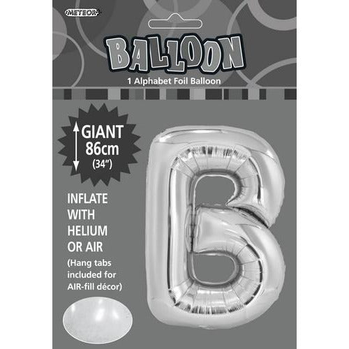 Silver B Alphabet Foil Balloon 86cm Default Title