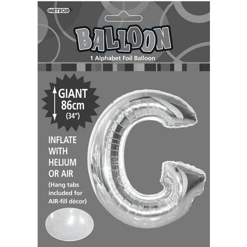 Silver G Alphabet Foil Balloon 86cm Default Title