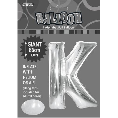 Silver K Alphabet Foil Balloon 86cm Default Title