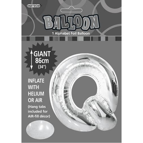 Silver Q Alphabet Foil Balloon 86cm Default Title