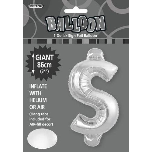 Silver $ Alphabet Foil Balloon 86cm Default Title