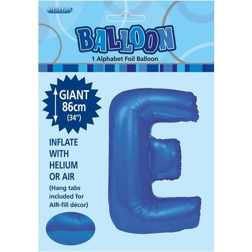 Royal Blue E Alphabet Foil Balloon 86cm Default Title