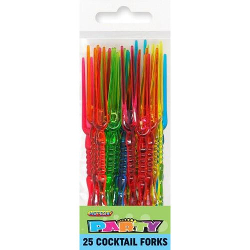 25 Plastic Pitchforks Assorted Colours 11cm Default Title