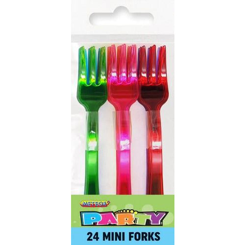 24 Mini Plastic Forks Assorted Colours 10cm Default Title