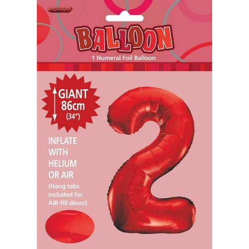 Red 2 Numeral Foil Balloon 86cm Default Title