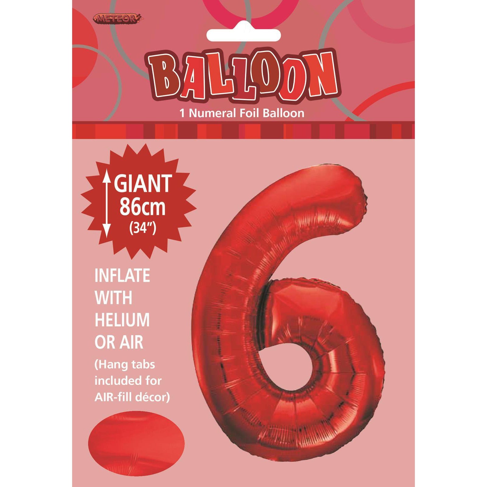 Number 6 Red Foil Balloon 86cm Default Title