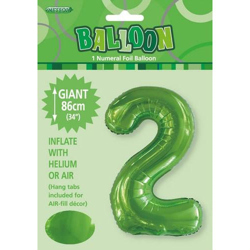 Lime Green 2 Numeral Foil Balloon 86cm Default Title