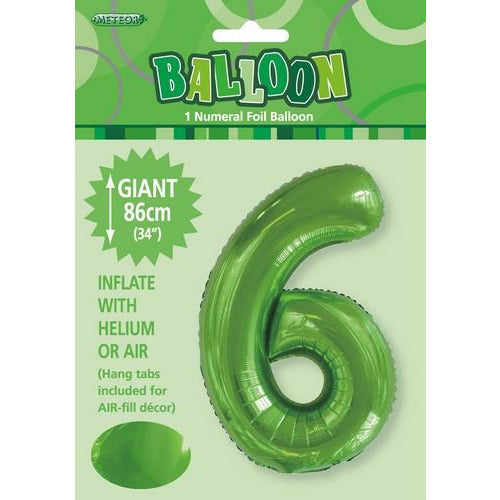 Lime Green 6 Numeral Foil Balloon 86cm Default Title