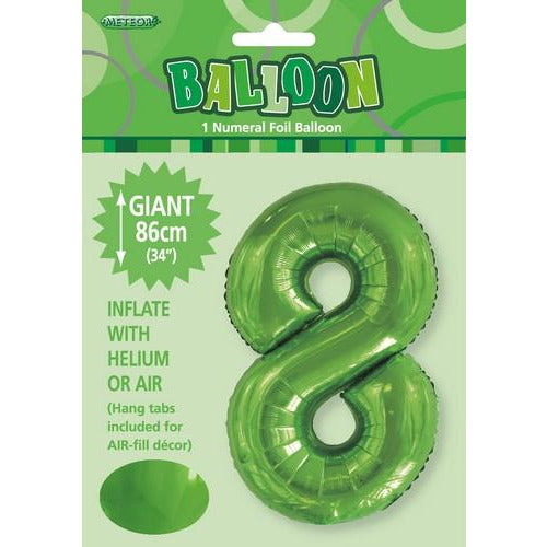 Lime Green 8 Numeral Foil Balloon 86cm Default Title