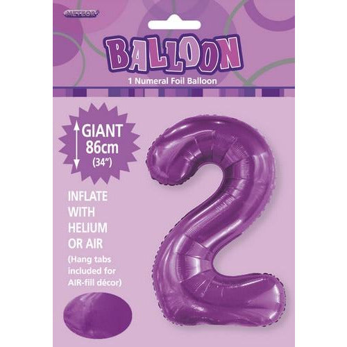 Pretty Purple 2 Numeral Foil Balloon 86cm Default Title