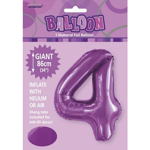 Pretty Purple 4 Numeral Foil Balloon 86cm Default Title