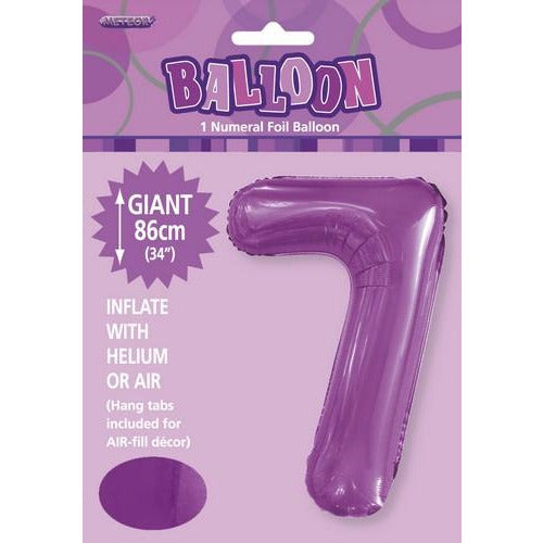 Pretty Purple 7 Numeral Foil Balloon 86cm Default Title