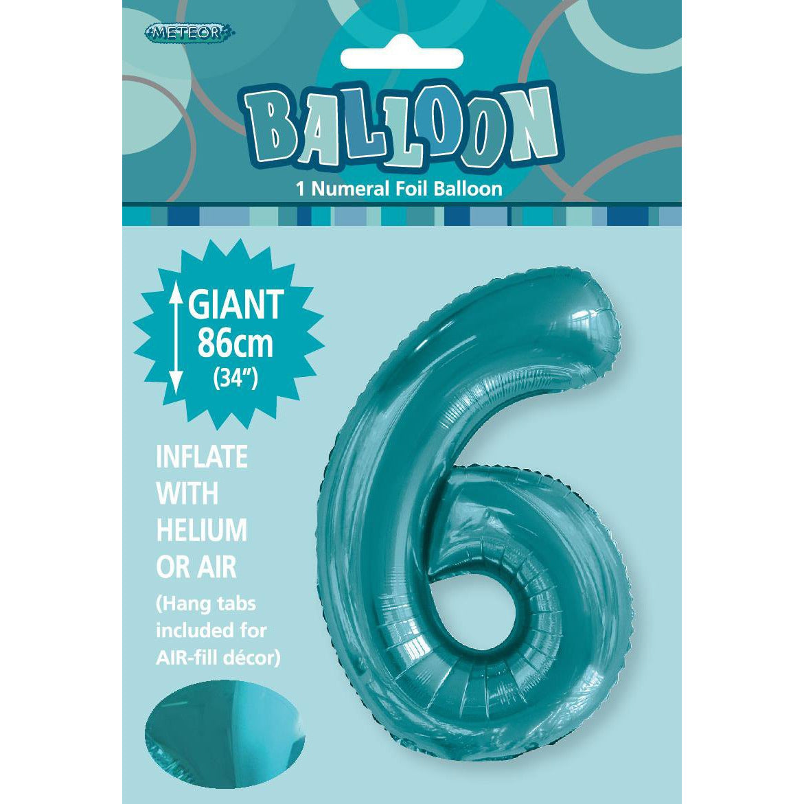 Number 6 Teal Foil Balloon 86cm Default Title