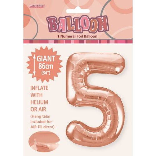 Rose Gold 5 Numeral Foil Balloon 86cm Default Title