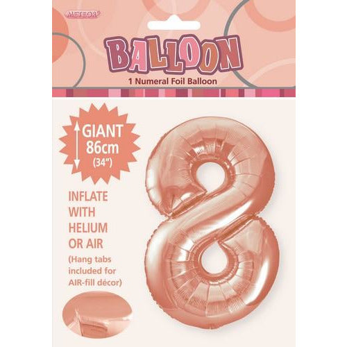 Rose Gold 8 Numeral Foil Balloon 86cm Default Title