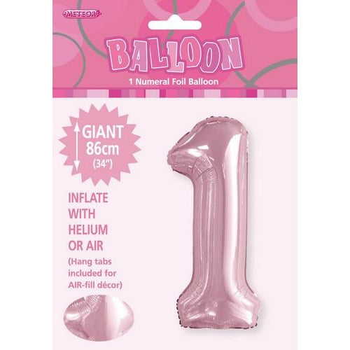 Lovely Pink 1 Numeral Foil Balloon 86cm Default Title