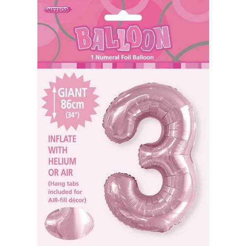 Lovely Pink 3 Numeral Foil Balloon 86cm Default Title