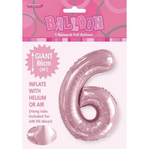 Lovely Pink 6 Numeral Foil Balloon 86cm Default Title