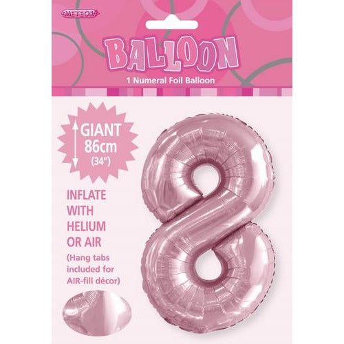 Lovely Pink 8 Numeral Foil Balloon 86cm Default Title