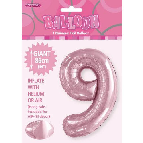 Lovely Pink 9 Numeral Foil Balloon 86cm Default Title
