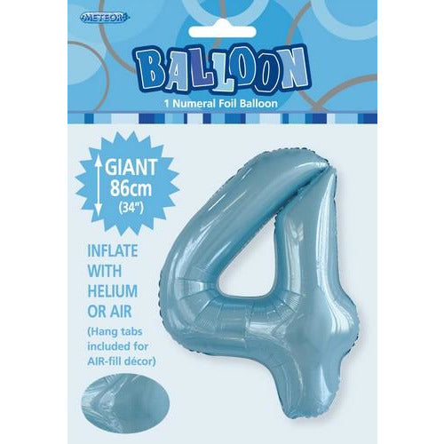 Powder Blue 4 Numeral Foil Balloon 86cm Default Title