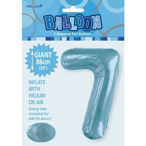 Powder Blue 7 Numeral Foil Balloon 86cm Default Title