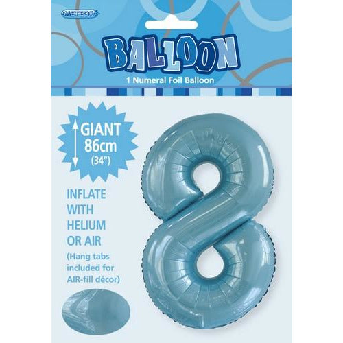Powder Blue 8 Numeral Foil Balloon 86cm Default Title