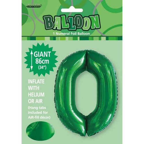Emerald Green 0 Numeral Foil Balloon 86cm Default Title