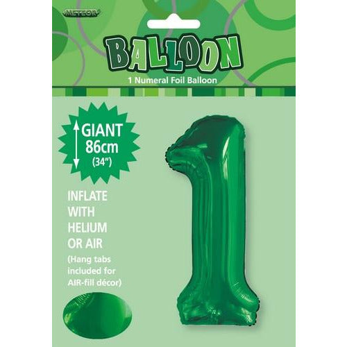 Emerald Green 1 Numeral Foil Balloon 86cm Default Title